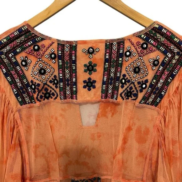 Free People Market Place Embroidered Maxi Top S Boho Festival - Picture 9 of 16